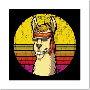 Hipster Llama Retro Sunset Posters and Art